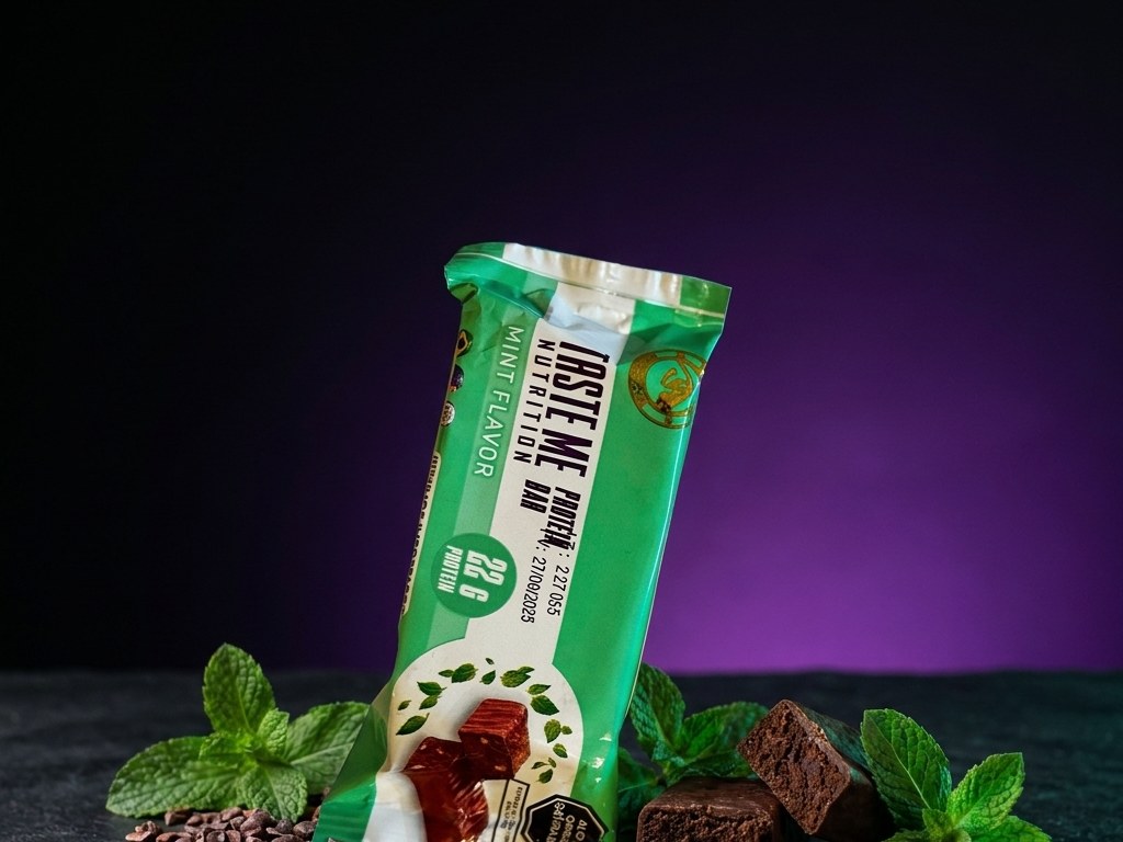 Taste Me Mint Protein Bar, packaging verde menta